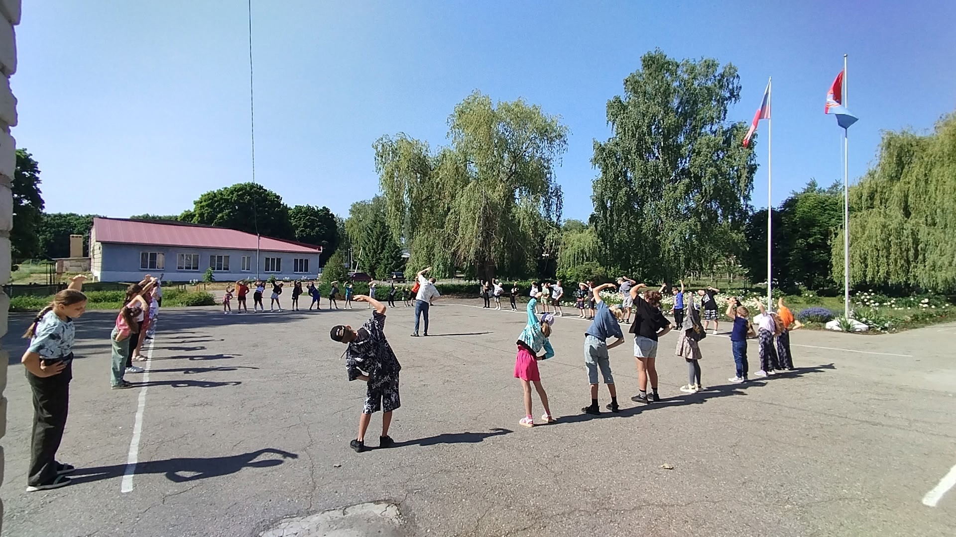 в лагере.